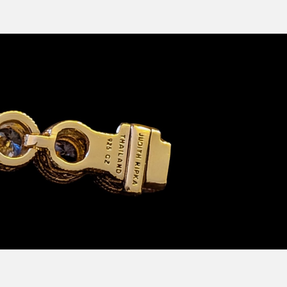 Judith Ripka Yellow Gold w. Round Clear Crystal CZ 💎 Sparkle ✨ Tennis Bracelet - Picture 7 of 10